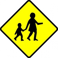 Children Crossing Caution clip art