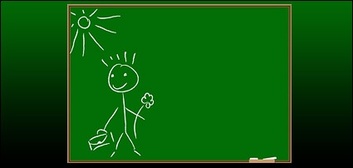 Children on the blackboard graffiti vector material