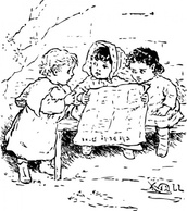 Human - Children Reading Newspaper clip art 