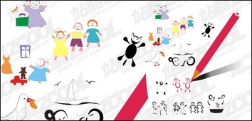 Human - Children vector drawing material 