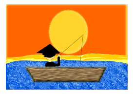Human - Chinese Man in a Boat under a Sunset 