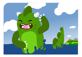 Cartoon - Clozilla Emerging From Sea 