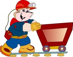 Cartoon - Coal Miner Pushing Cart clip art 