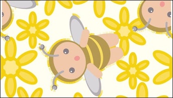 Continuous background of the flowers bees vector Preview