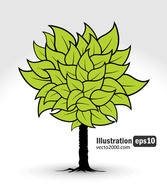 Flowers & Trees - Coolest Illustration Green Tree and Clear 