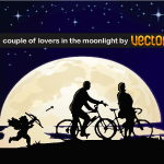 Abstract - Couple of lovers in the moonlight 