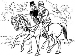 Couple Riding Horses clip art Preview