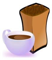 Food - Cup of Coffee with Sack of Coffee Beans 