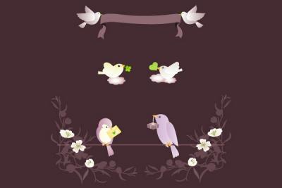 Cute Birds Messages Vector Preview
