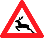 Deer Crossing Road Vector Sign 