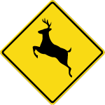 Deer Crossing Vector Sign Preview