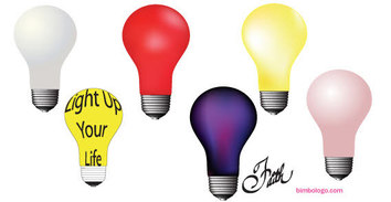 Objects - Different colour light bulbs free vector 