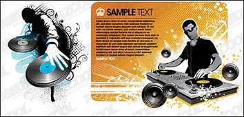 DJ playing disc material vector illustrations