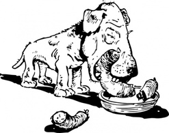 Cartoon - Dog Eating Sausage clip art 