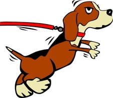 Dog On Leash clip art 