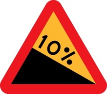 Downward Gradient Roadsign clip art