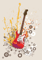 Electric Guitar with Artwork Background Vector Preview