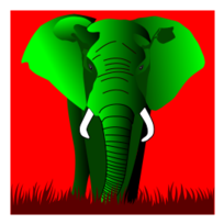 Elephant Green On Red