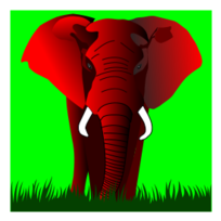 Elephant red on green Preview