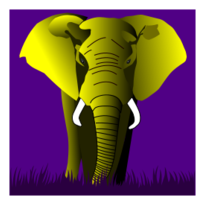 Animals - Elephant Yellow On Purple 