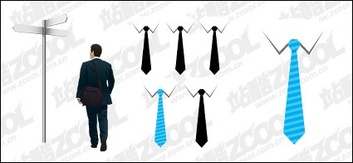 Business - eps format, with jpg preview, the crucial words: Vector tie, men, road signs, signs, collar, ... 
