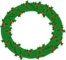 Evergreen Wreath With Large Holly clip art Preview