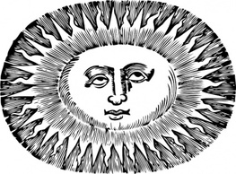 Nature - Face Sun Lineart Oval Rays 