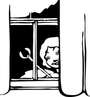 Objects - Fairy Peeking In Window clip art 