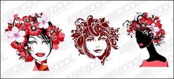 Human - Fashion female flower head vector material 