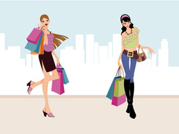 Fashion - Fashion Shopping Girls Vector Art 