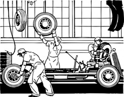 Transportation - Fastening The Wheels clip art 