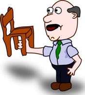 Human - Fatman Holding A Chair clip art 