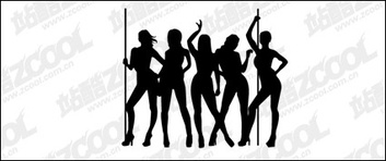 Female dancer silhouette vector material