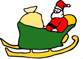 Holiday & Seasonal - Fen Santa In His Sleigh clip art 