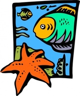 Animals - Fish Marine Life Starfish clip art 