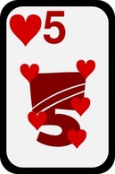 Objects - Five Of Hearts clip art 