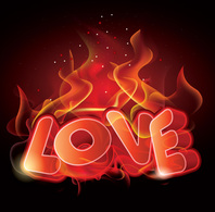 Flaming 3D Love Vector Preview