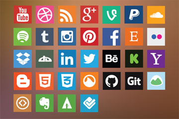 Flat Social Media Vector Icons Preview