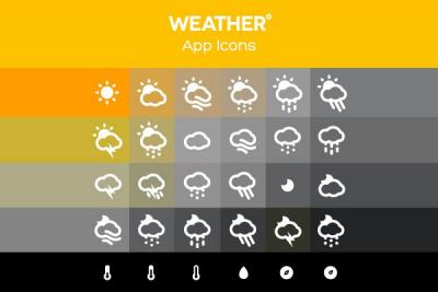 Flat Weather App Vector Icons Preview
