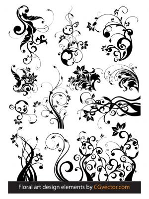 Flourishes & Swirls - Floral art design elements 