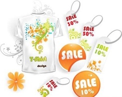 Flourishes & Swirls - Floral pattern t-shirt and sale tags 