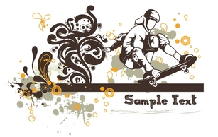 Floral vector background - skater Preview