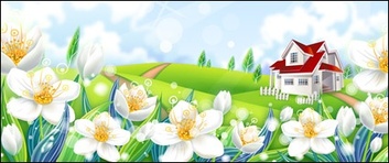 Flower countryside scenery of vector material Preview