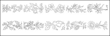 Flowers & Trees - Flower type of line drawing vector diagram-2 