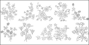 Nature - Flower type of line drawing vector diagram-5 