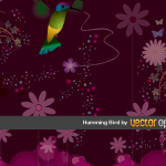 Flower Vector with Humming Bird Vector Preview