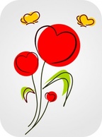 Flowers & Trees - Flowers With Hearts clip art 