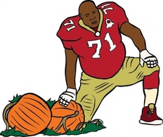 Sports - Football Player With Pumpkin clip art 