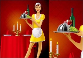 Foreign waiters vector material Preview