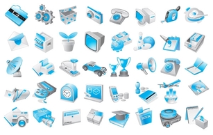 Free Vector Blue Icons Preview